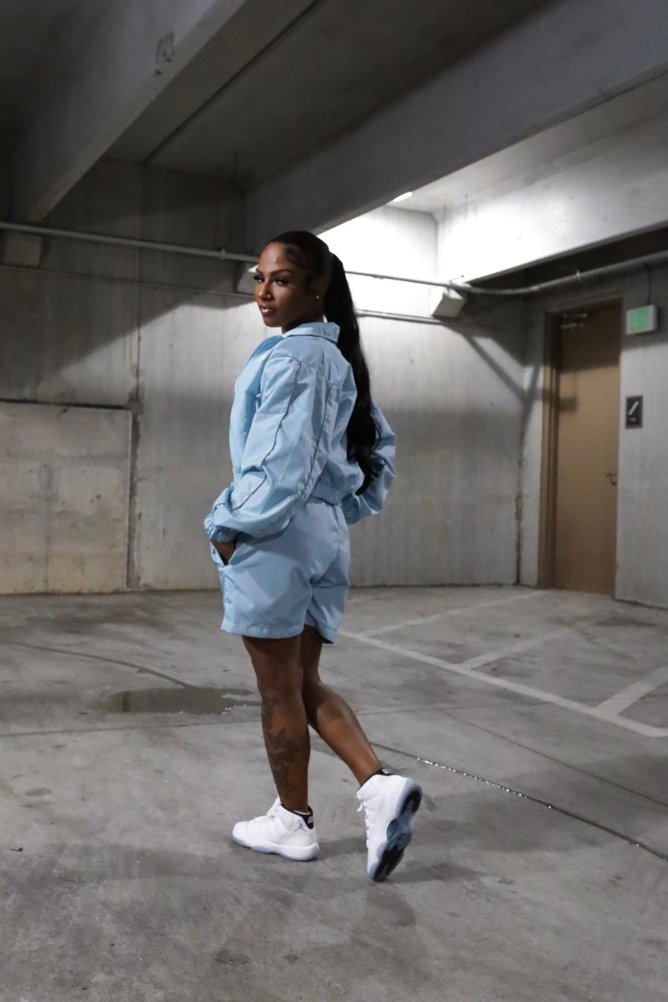 Light Blue Cropped TrackSuit Full Set