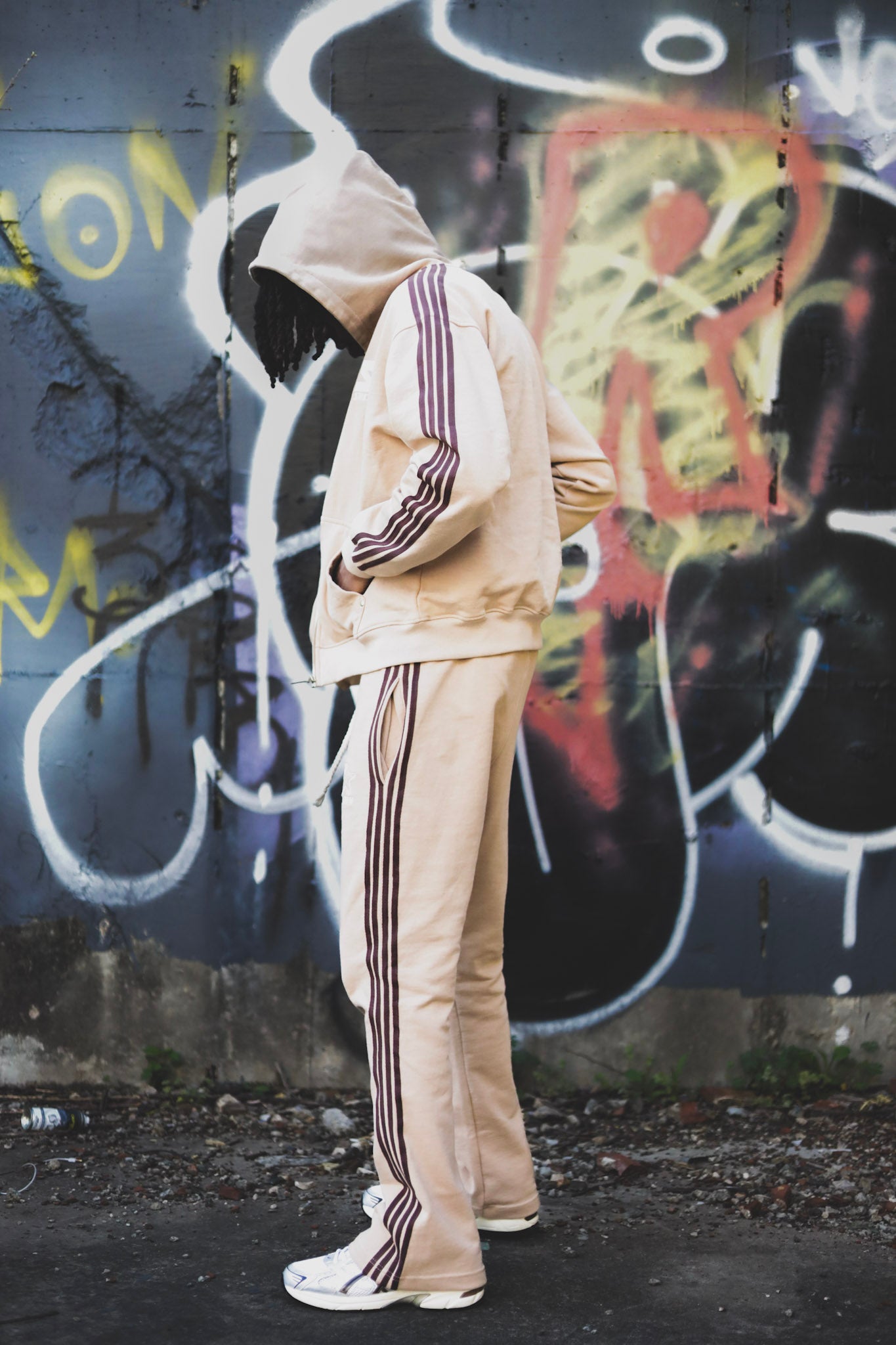Cream/Brown Structured Full Zip Up Flare Set