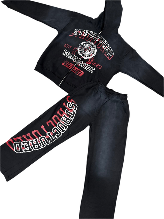 1) Vintage Structured Acid Washed Full Sweatsuit