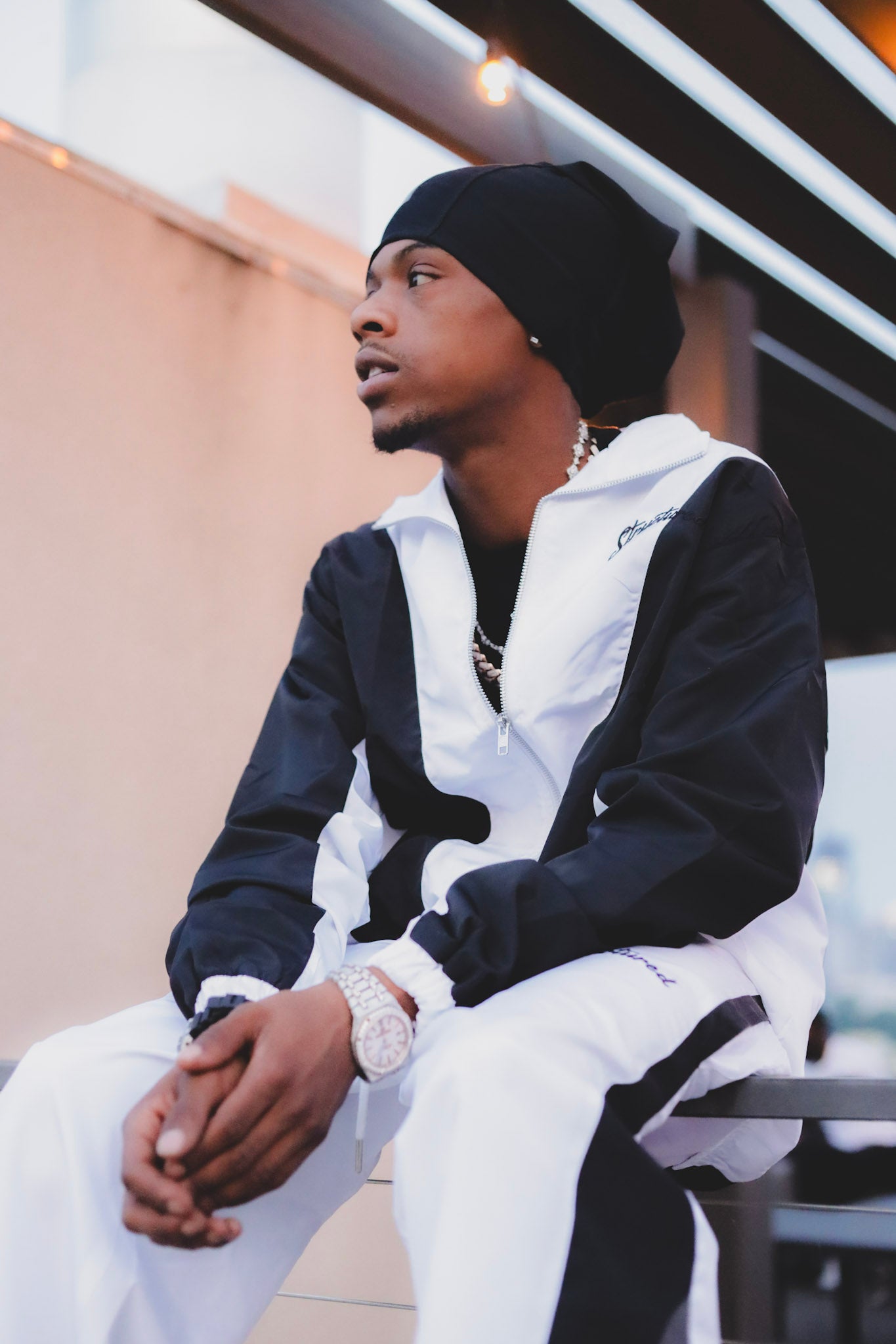 White/Black Flare Tracksuit Full Set