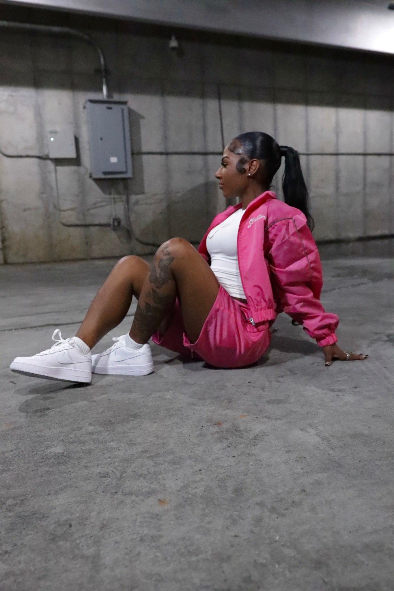 Pink Cropped TrackSuit Full Set