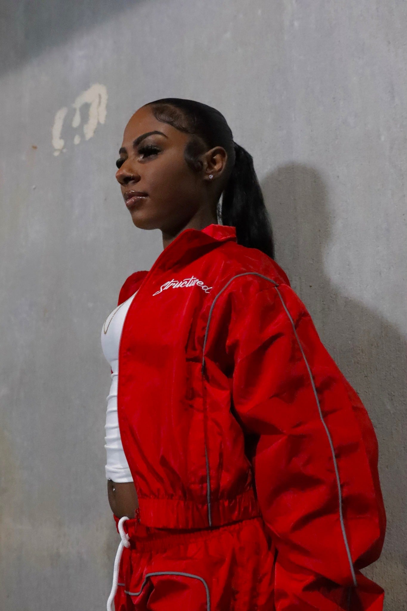 Red Cropped Tracksuit Full Set