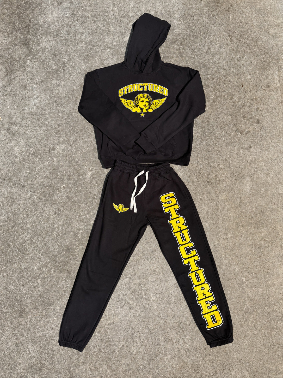 Black/Yellow/White Structured Jumpsuit Set
