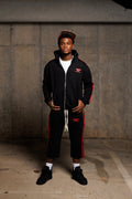 Black/Red Structured Long Shorts Set