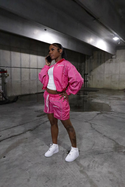 Pink Cropped TrackSuit Full Set