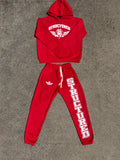 Red/ White Structured Jumpsuit Set