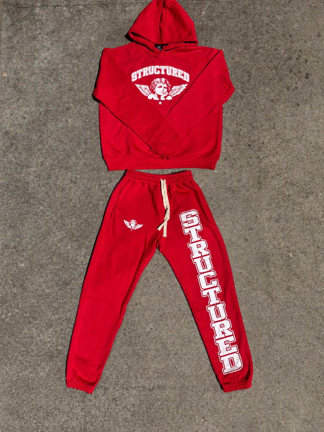 Red/ White Structured Jumpsuit Set