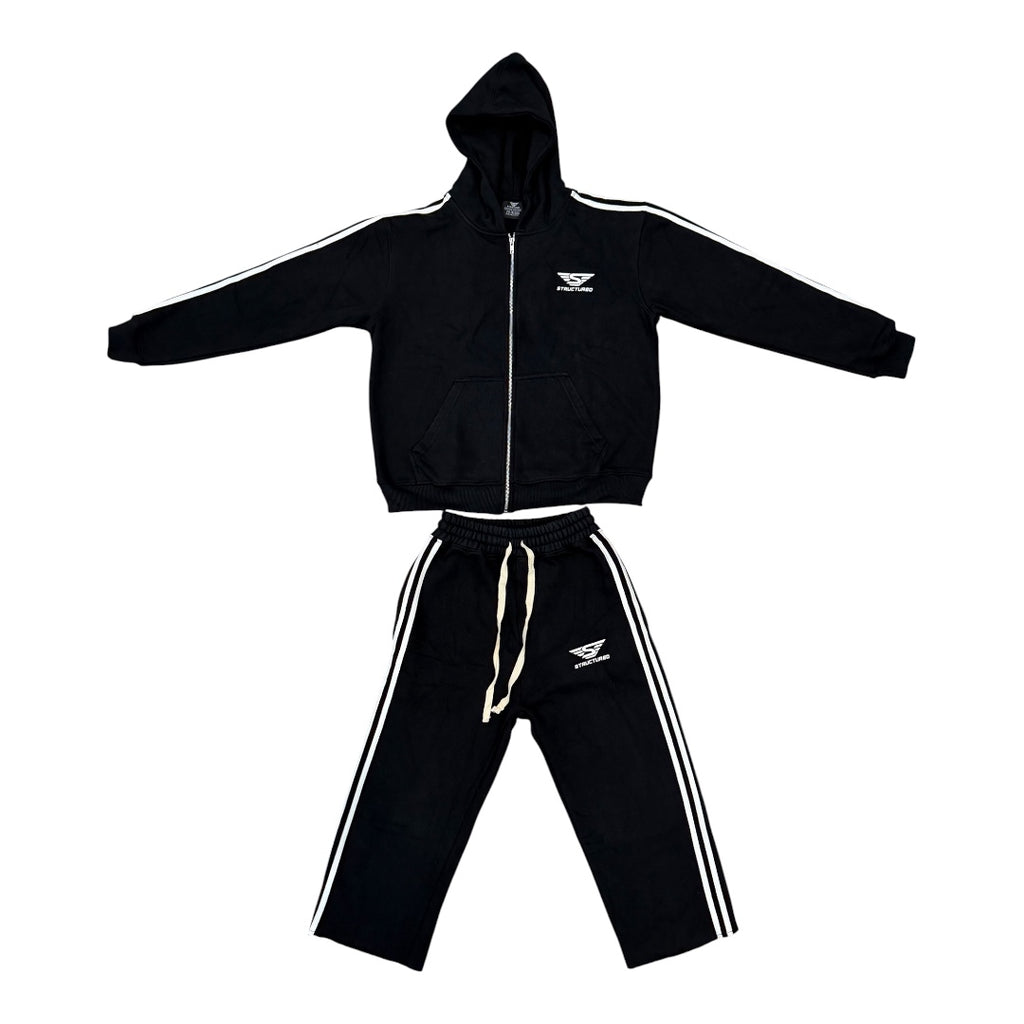 Black/White Structured Long Shorts Set