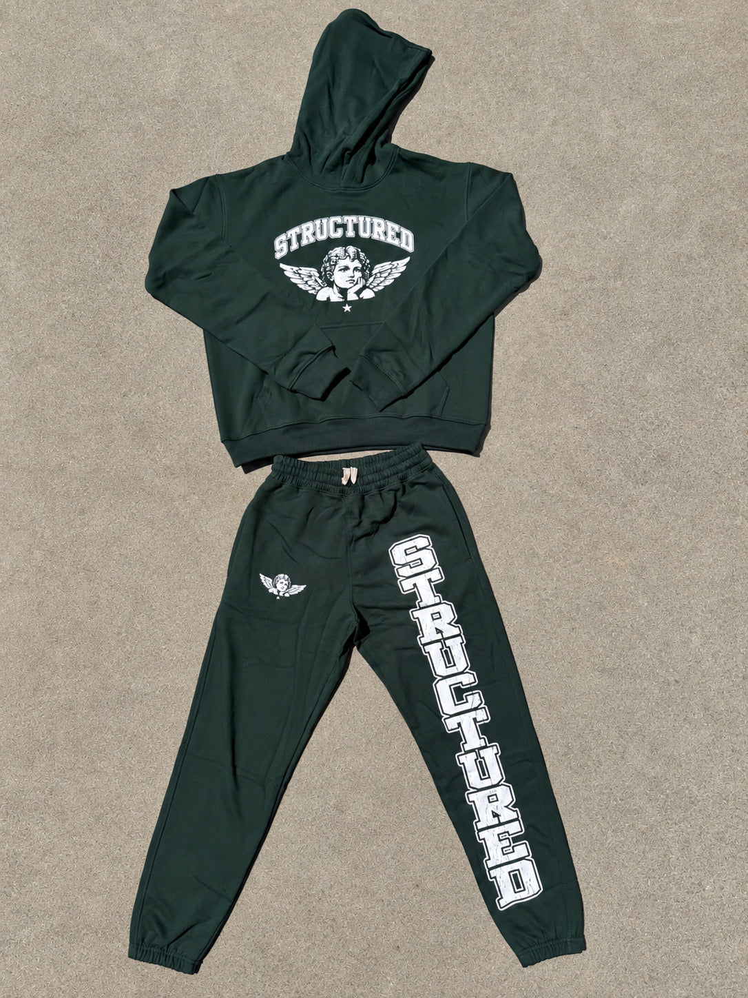 Forest Green /White Structured Jumpsuit Set