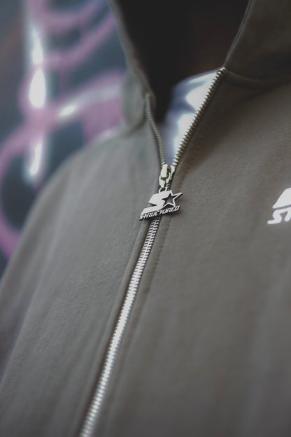 Gray/White Structured Full Zip Up Flare Set