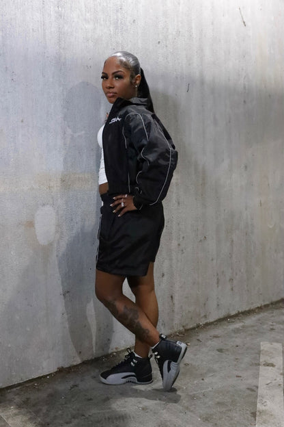Black Cropped TrackSuit Full Set