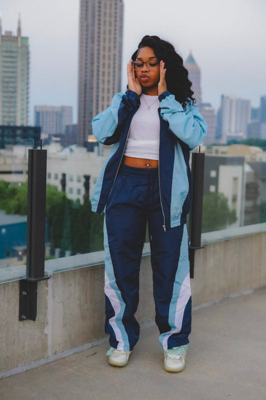 Navy/Baby Blue Flare Tracksuit Full Set
