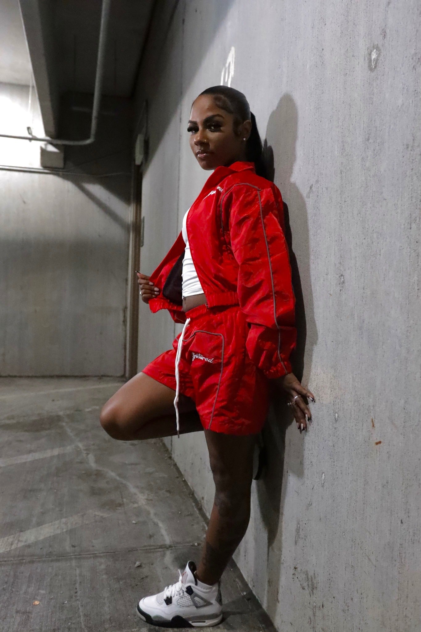 Red Cropped Tracksuit Full Set