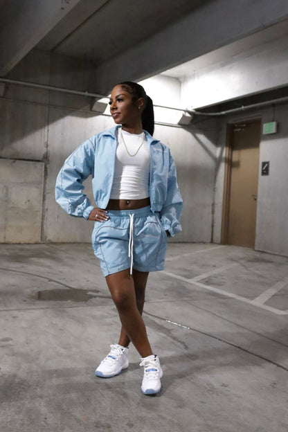 Light Blue Cropped TrackSuit Full Set
