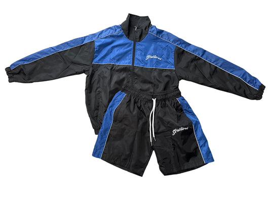Black/Blue Structured Windbreaker Full Tracksuit